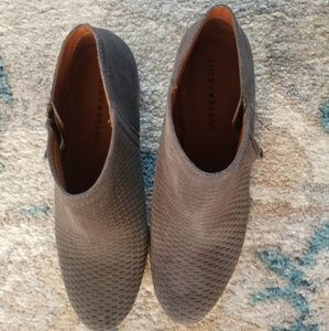 Lucky brand Brielley perforated gray booties